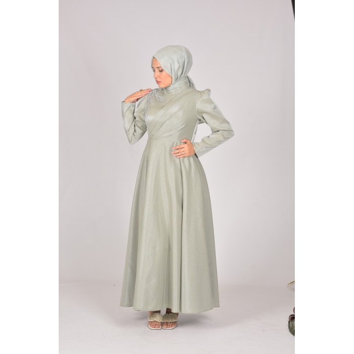 KOL DRAPE OMUZ TAŞLI ABİYE