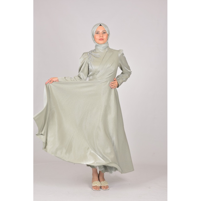 KOL DRAPE OMUZ TAŞLI ABİYE