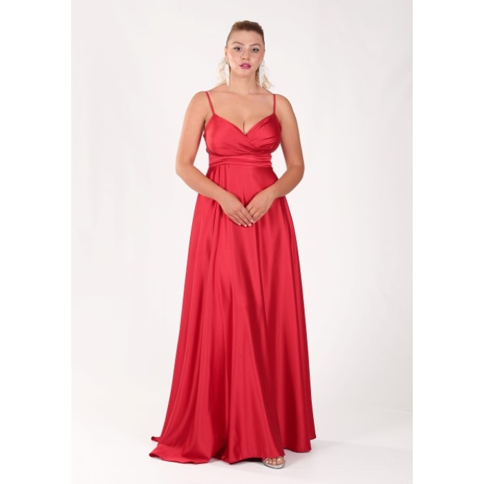 BEL DRAPE A KESİM SATEN ABİYE
