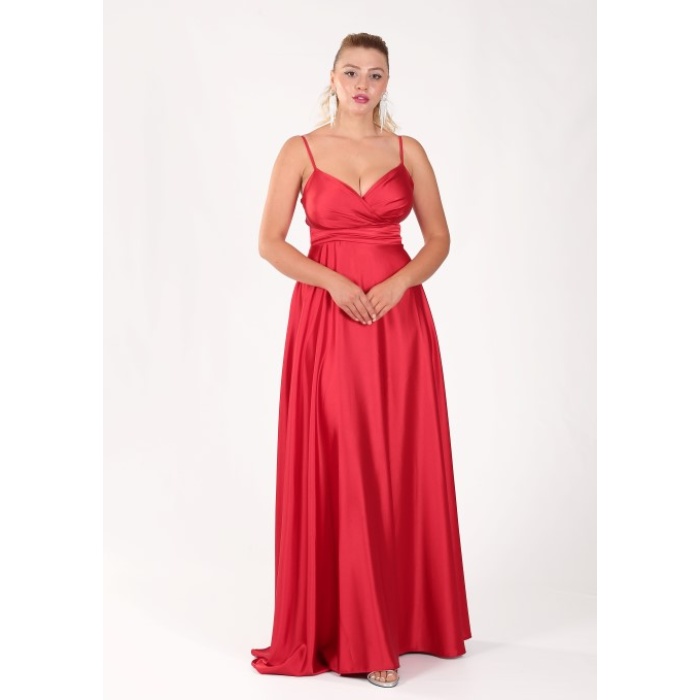 BEL DRAPE A KESİM SATEN ABİYE