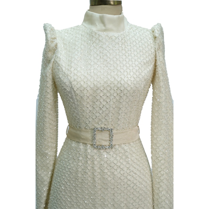 BİANCA MY DREAMS BEL KEMERLİ ABİYE BEJ