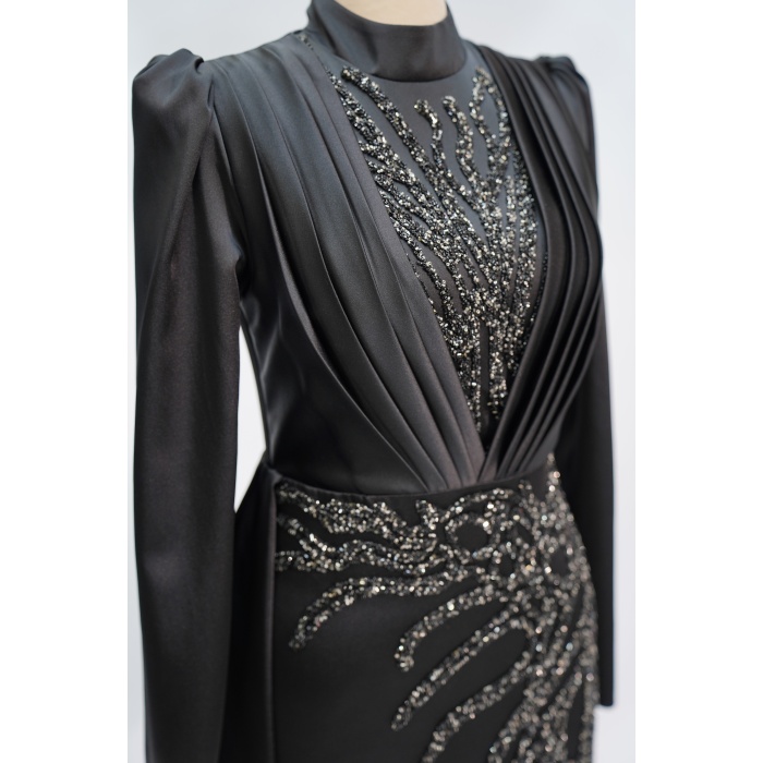 2312 NEW ELEGANS SATEN ABİYE SİYAH