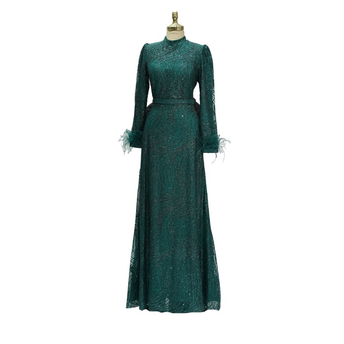 2323 NEW ELEGANS SİMLİ ABİYE ZÜMRÜT