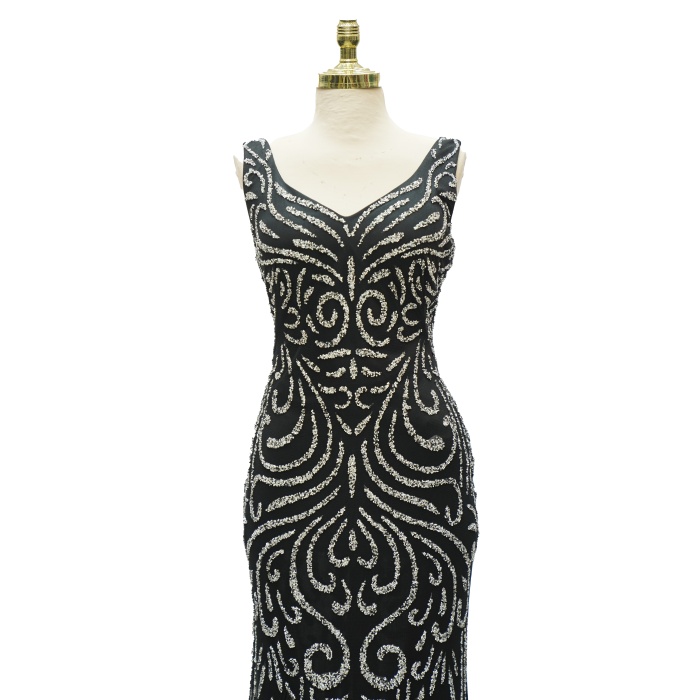 4018 ALÇİN TAŞLI BALIK ABİYE SİYAH