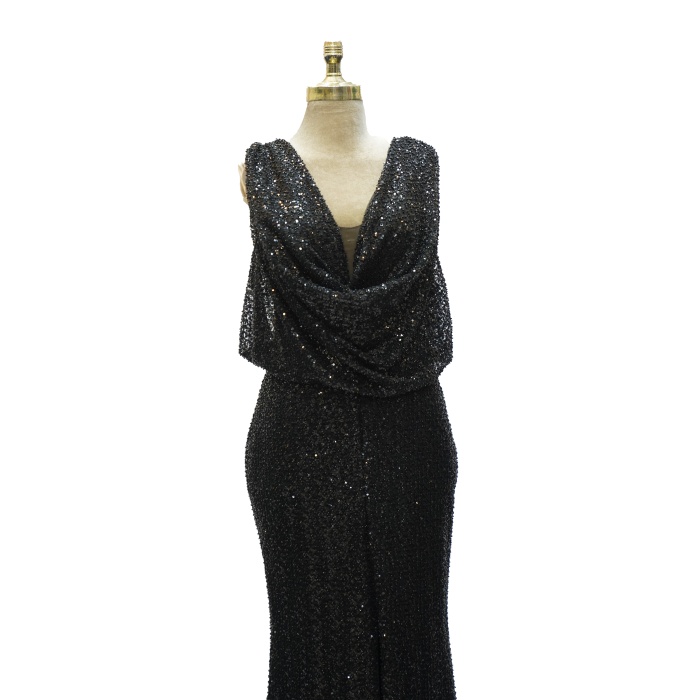 5729 GÜNBEYİ BONCUK ABİYE SİYAH