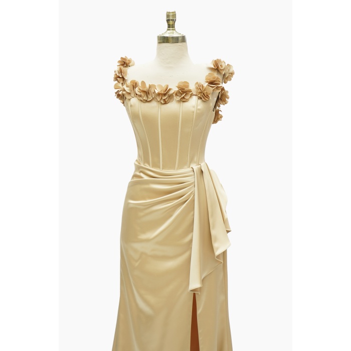 5760 NAZELLA GÜLLLÜ SATEN GOLD