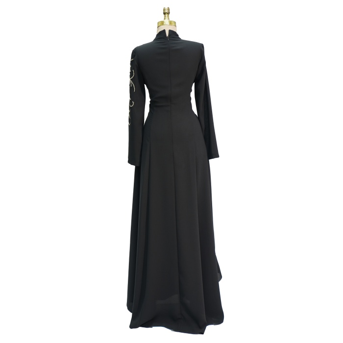 8122 MISRA FIRFIRLI TAŞ İŞLEME ELBİSE SİYAH