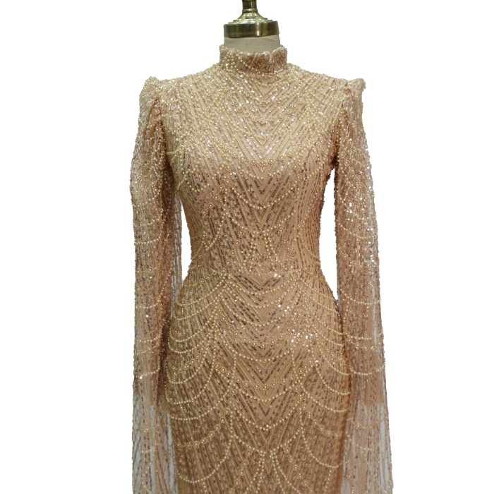 9010 SİBEL AYDIN PELERİNLİ TAŞLI ABİYE GOLD