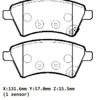 Fıat Sedıcı- 07/08; Ön Fren Balatası 1,6/1,9/2,0 (kablosuz)(disk) (131,6x57x15,5)(bramax)