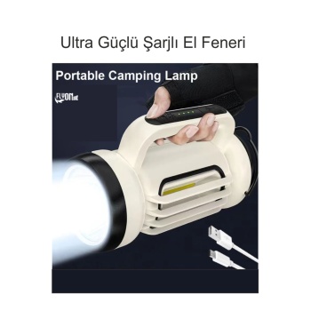 Ultra Şarjlı Güçlü El Feneri Hızlı Dolum Ve Kablo Ile Şarj Imkanı Portatif Hafif Deprem