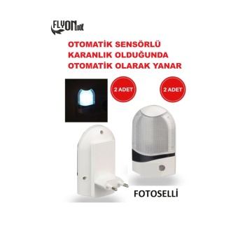 2 Adet Gece Lambası Sensörlü Karanlık Olduğunda Otamatik Devre Mod BLISTER Işık Fener Masa Lambası