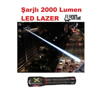 Şarj Edilebilir EL Feneri  2000 LÜMEL ZOOM  ÖZELLİKLİ Ledli Şarj Gösterge Fosforlu  Balıkçılık Kamp
