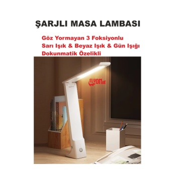DOKUNMATİK ŞARJLI MASA LAMBASI  3 FONSİYONLU GÖZ YORMAYAN AYARLI AÇI, KATLANABİLİR KİTAP OKUMA IŞIK