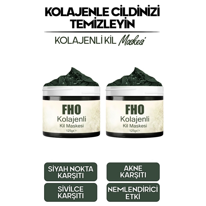 FHO Siyah Nokta - Akne ve Sivilce Karşıtı Kolajenli Kil Maskesi 2x125gr