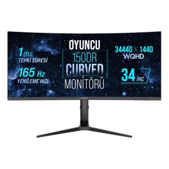 Warp WRP34-165-B 34 165HZ 1MS RGB Curved (HDMI+DP) Freesync+G-Sync (3440*1440) WQHD Oyuncu Monitörü (OUTLET)