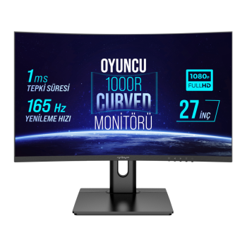 Warp WRP27-165-B 27 165HZ 1MS RGB 1000R Curved (HDMI + DP) Freesync + G-Sync FHD Oyuncu Monitörü (OUTLET)