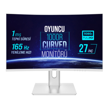 Warp WRP27-165-W 27 165HZ 1MS RGB 1000R Curved (HDMI+DP) Freesync+G-Sync FHD Beyaz Oyuncu Monitörü (OUTLET)