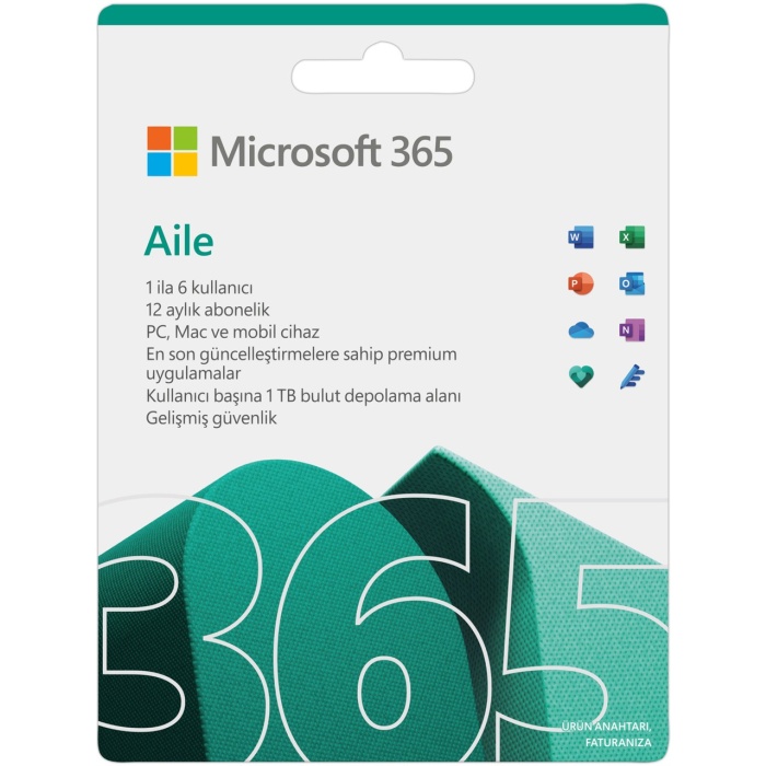 Microsoft 365 Aile 5 Kullanıcı ESD Lisans TR/ENG Win/Mac 6GQ-00086 1 Yıl