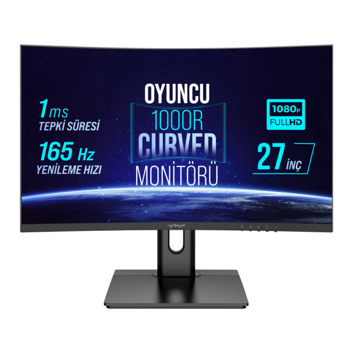 Warp WRP27-165-B 27 165HZ 1MS RGB 1000R Curved (HDMI + DP) Freesync + G-Sync FHD Oyuncu Monitörü (OUTLET)