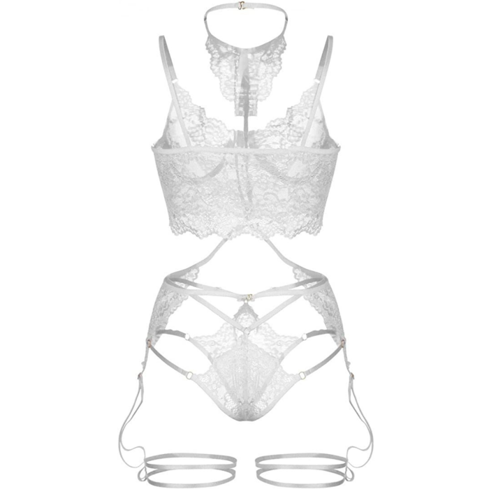 Grck Beyaz Dantel Harnes Detaylı Seksi İç Çamaşırı 16018 Beden:L/XL Efsn