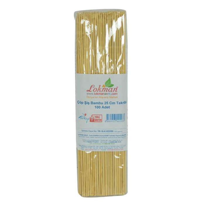 Grck Çöp Şiş Bambu Şişleri 25 Cm Takribi 100 Adet 1 Paket Efsn
