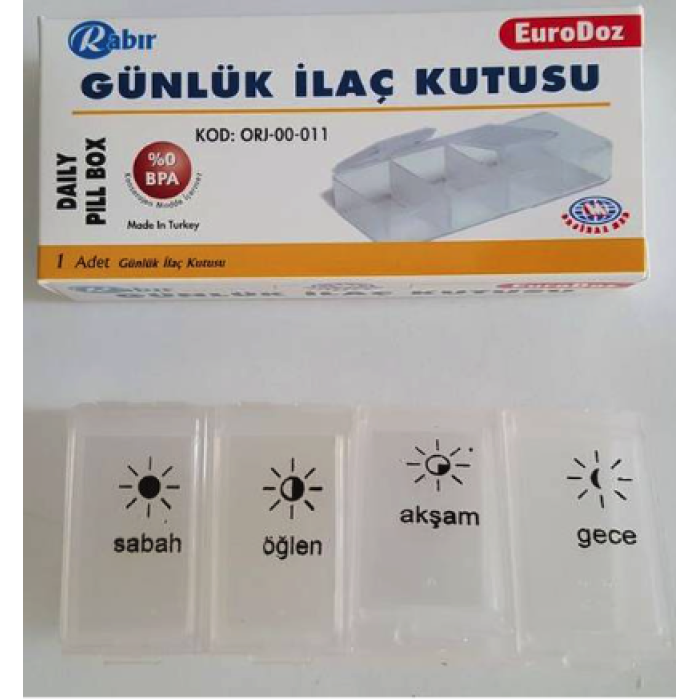 Günlük İlaç Kutusu, RABIR (4 Ad. Alana +1 Ad. Hediye)