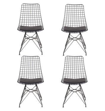 Grande Home Tel Mutfak Sandalyesi 4 lü Set