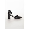 Kadın siyah cilt kalın topuklu yazlık ayakkabı chn036