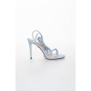 Kadın Mavi Bağcıklı 10 cm ince topuklu yazlık ayakkabı