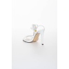 Kadın beyaz Bağcıklı 10 cm ince topuklu yazlık ayakkabı