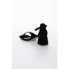 Kadın Kalın 5 cm  topuklu  tek bant yazlık ayakkabı siyah süet
