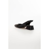 Kadın Kısa Topuklu Yazlık Siyah Mat Deri  Ayakkabı