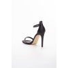 Kadın Yüksek Topuklu Platformlu Taşlı Tekbant Şık Salon Ayakkabısı Siyah