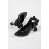 Kadın İnce 7 Cm  Topuklu Arka Detaylı Yazlık Ayakkabı Siyah