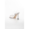 Kadın Şeffaf Taş İşlemeli ince yüksek topuklu ayakkabı Beyaz