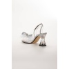 Kadın Şeffaf Özel Topuklu 8 cm Prenses Ayakkabısı Gümüş