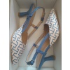 Kadın 7 cm  Günlük Yazlık Ayakkabı  Ve Çanta Kombini Mavi