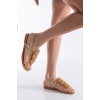 Kadın Parmak Arası Sandalet 3 taş Gold