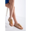Kadın Parmak Arası Sandalet 3 taş Gold