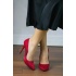 Kadın Stiletto  ince yüksek topuklu ayakkabı kırmızı süet