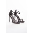 Kadın Yüksek Topuklu Platformlu Taşlı Tekbant Şık Salon Ayakkabısı Siyah