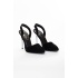 Kadın Şeffaf ince yüksek topuklu ayakkabı Siyah Süet