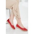 Kadın İçi Hakiki Deri Günlük  Ayakkabı Kırmızı Lazer İşlemeli