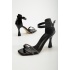 Kadın  ince topuklu Arkası kapalı yazlık taş işlemeli ayakkabı  siyah RUGAN