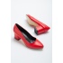 Kadın Klasik Kalın Ökçeli Mat Kırmızı 5 CM Stiletto