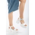Kadın 8 cm  Yazlık Sandalet Beyaz