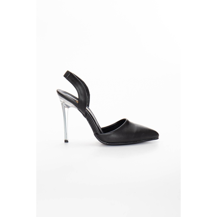 Kadın Şeffaf ince yüksek topuklu ayakkabı Siyah cilt