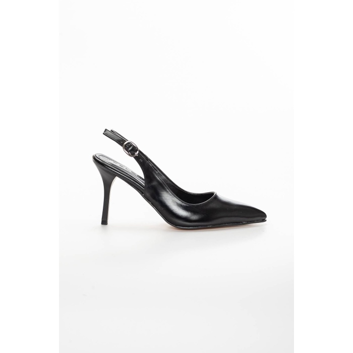 Kadın  İnce Yüksek Topuklu Yazlık A Kalite Ayakkabı  Siyah Cilt