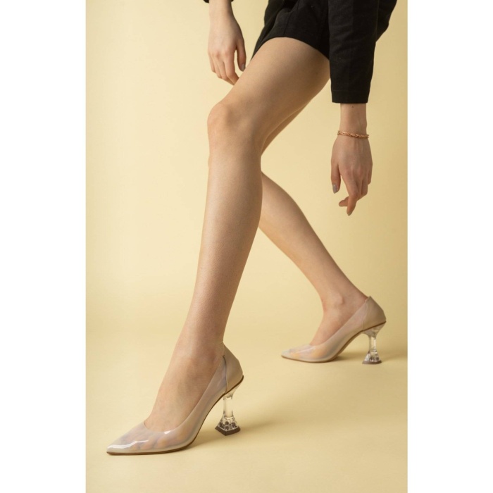 Kadın Şeffaf  Renkli Yüksek Şeffaf Topuklu Stiletto Ten