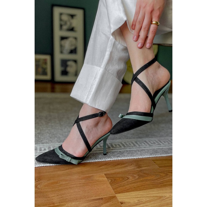 Kadın İnce 8.5 cm Topuklu Yazlık Tarz Ayakkabı Yeşil